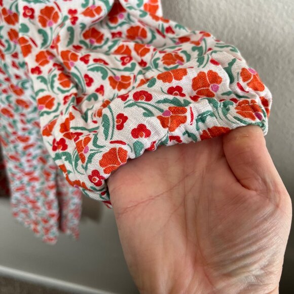 Boden Womens Ditzy Floral Print V Neck Linen Long Sleeve Dress 14L - Picture 8 of 12